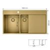 Pure.Sink Exclusivo Gold 1.5 sink with draining board 100x52 cm Tapwing left PEX3418100LT-60